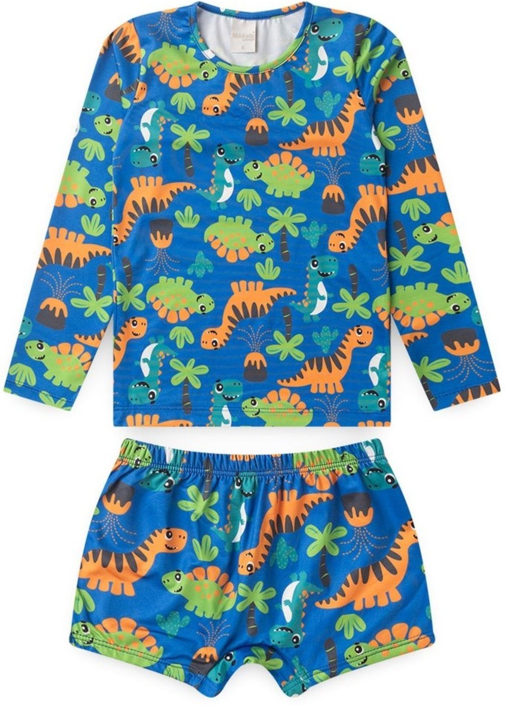 Imagem principal Conjunto Praia Menino Royal Camiseta Manga Longa e Sunga Safari Tropical Molekada azul Molekada azul
