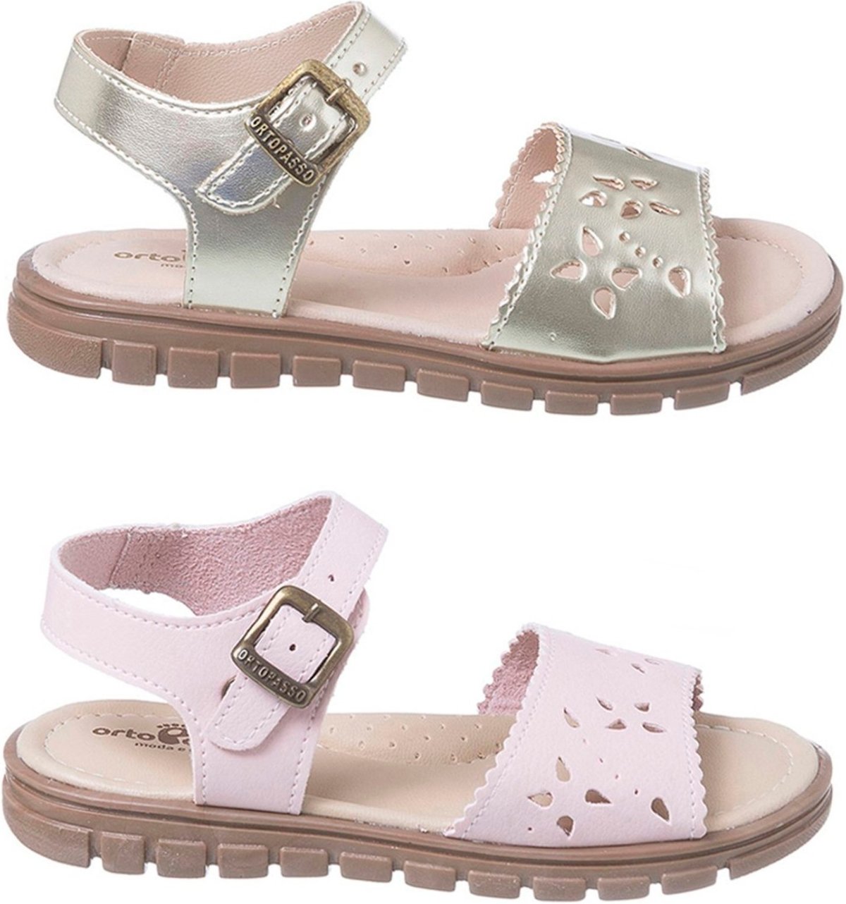 Imagem principal Infantil - Kit com 2 Pares Sandália Ortopasso Anatômica Menina Escolar Básico rosa Ortopasso rosa