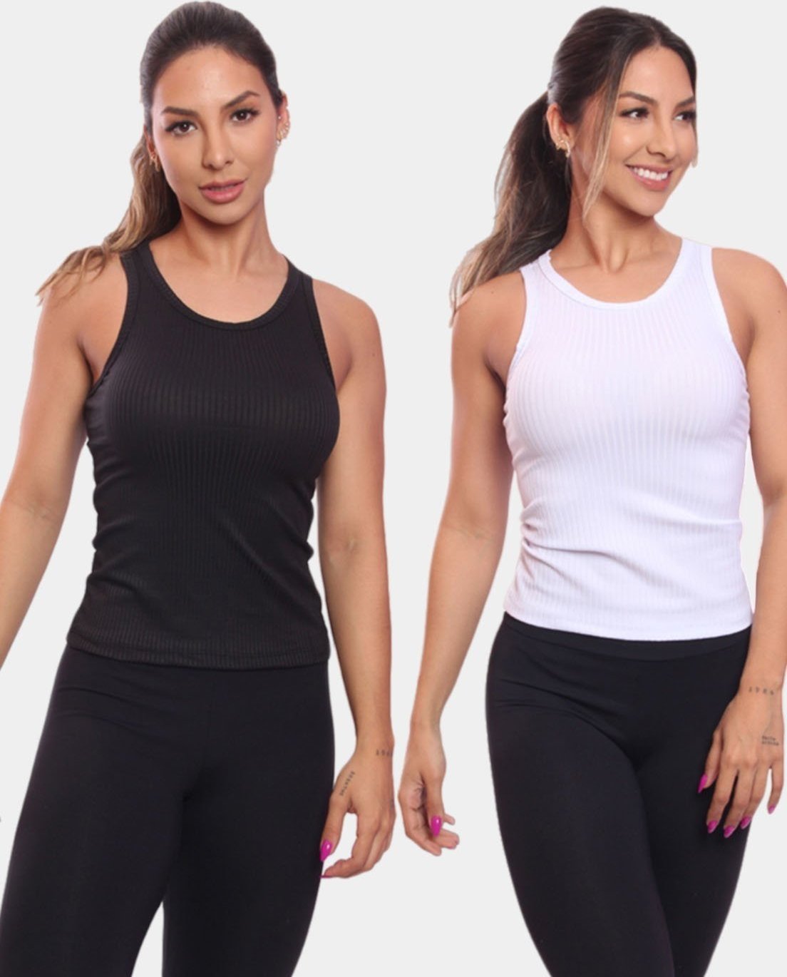 Imagem principal Kit 2 Regatas Nadador Canelada Feminina Lisa Blusa Blusinha Básica Treino Academia Colorido ADRIBEN multicolorido ADRIBEN multicolorido