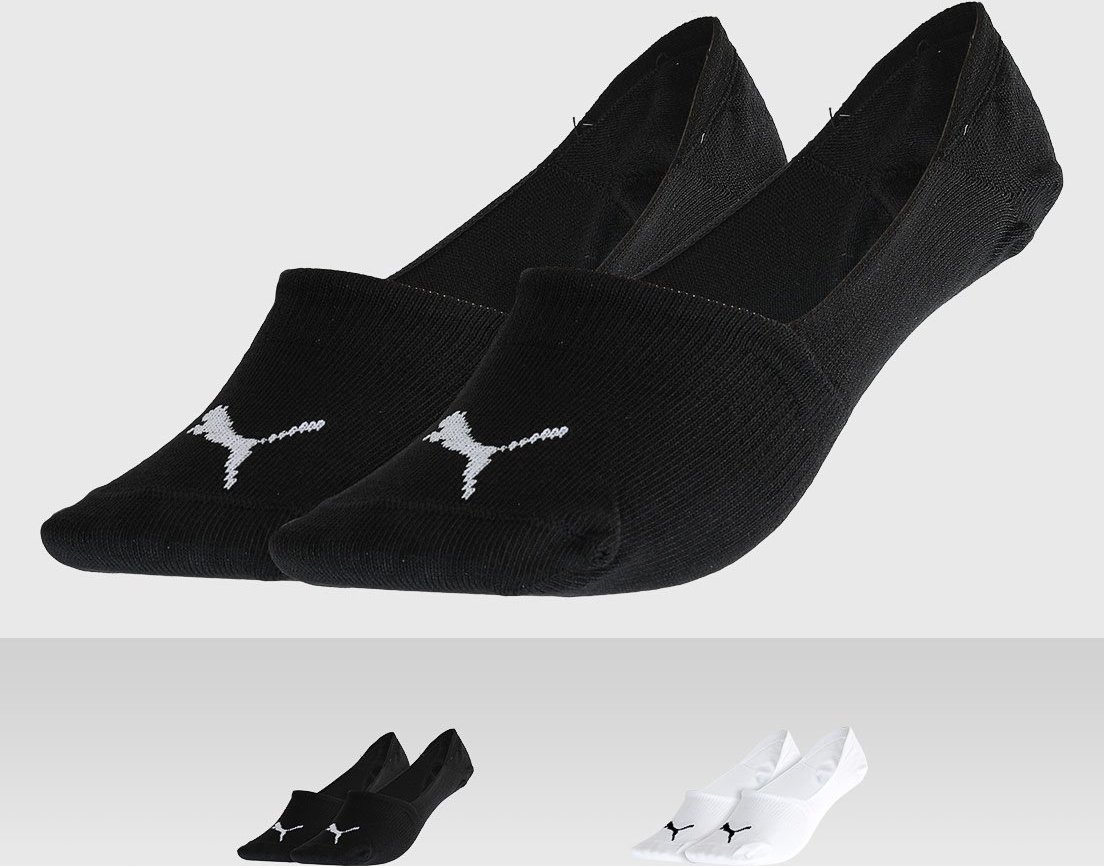 Kit 2pçs Meia Puma Invisível Logo Preta