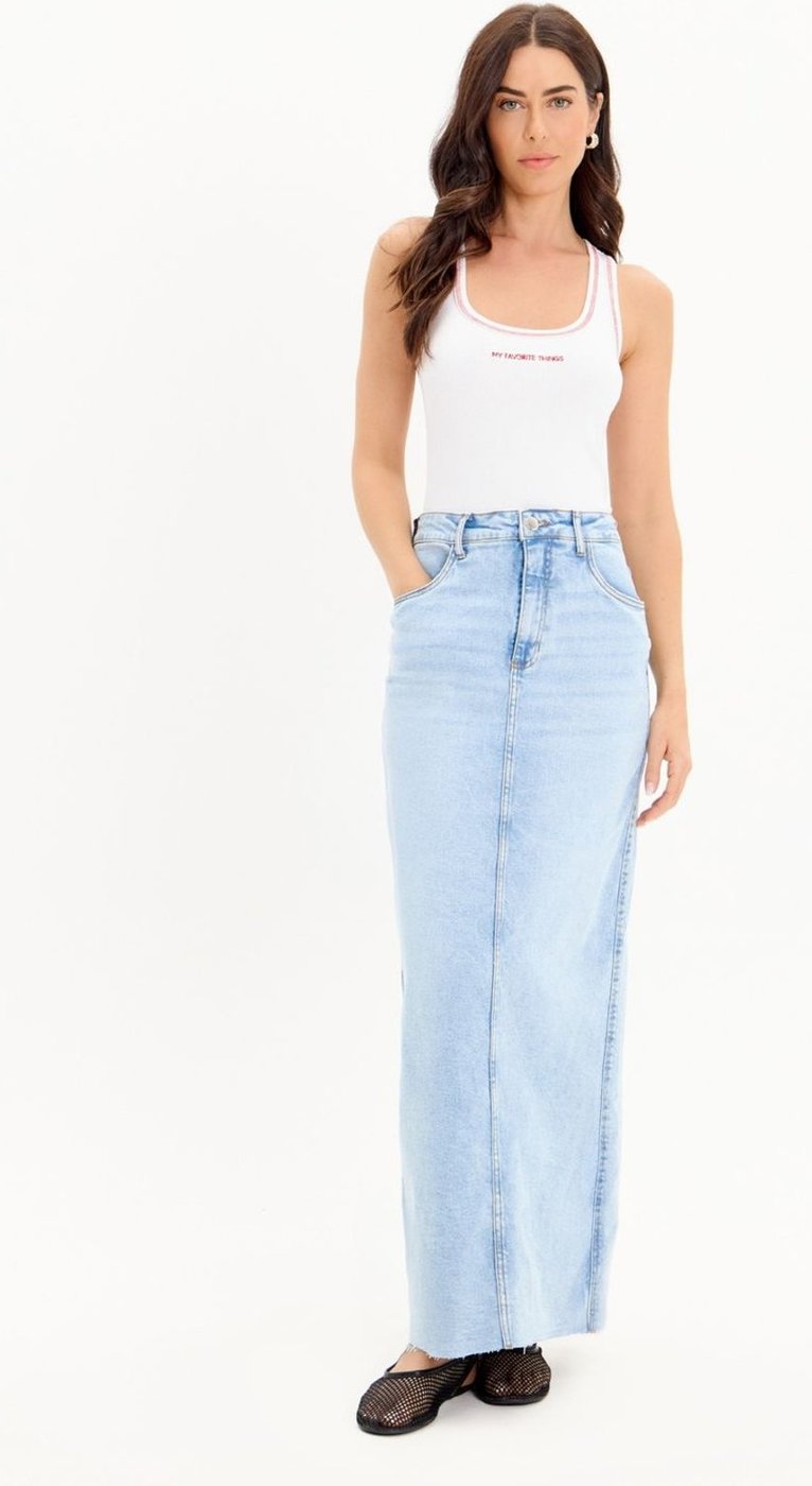 Saia Jeans Longa Cintura Super Alta