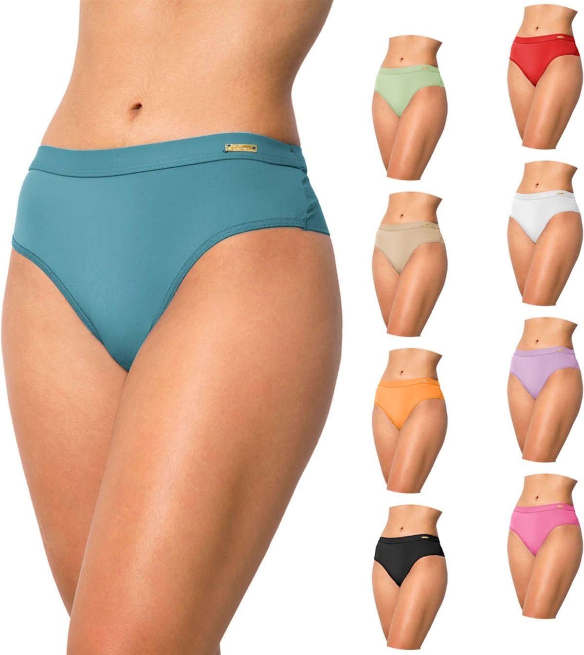 Imagem principal Kit 10 Calcinha Gabi Lingerie Modelagem perfeita para o seu corpo Fio duplo Com cós e lateral mais grossa multicolorido Gabi Lingerie multicolorido