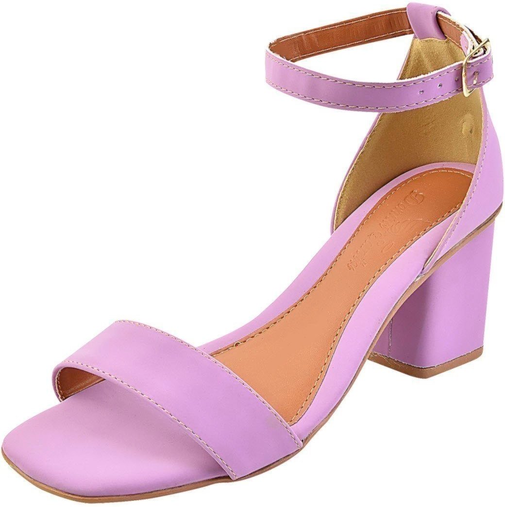 Sandália Salto Bloco Quadrado Donna santa Tradicional Lilás