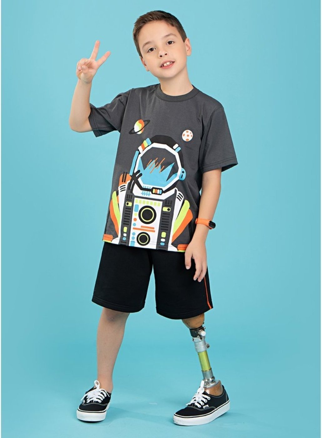 Imagem principal Infantil - Conjunto Verão Menino Camiseta e Bermuda Astronauta Molekada cinza Molekada cinza