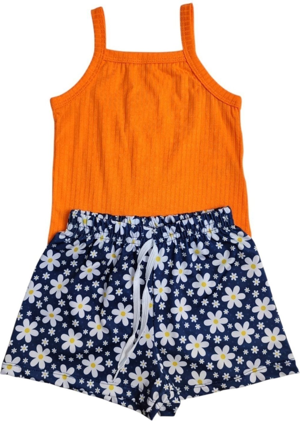 Imagem principal Infantil - Conjunto Menina Blusa Cropped de Alcinha com Shorts Estampado Flores GKS azul marinho/laranja GKS azul marinho/laranja