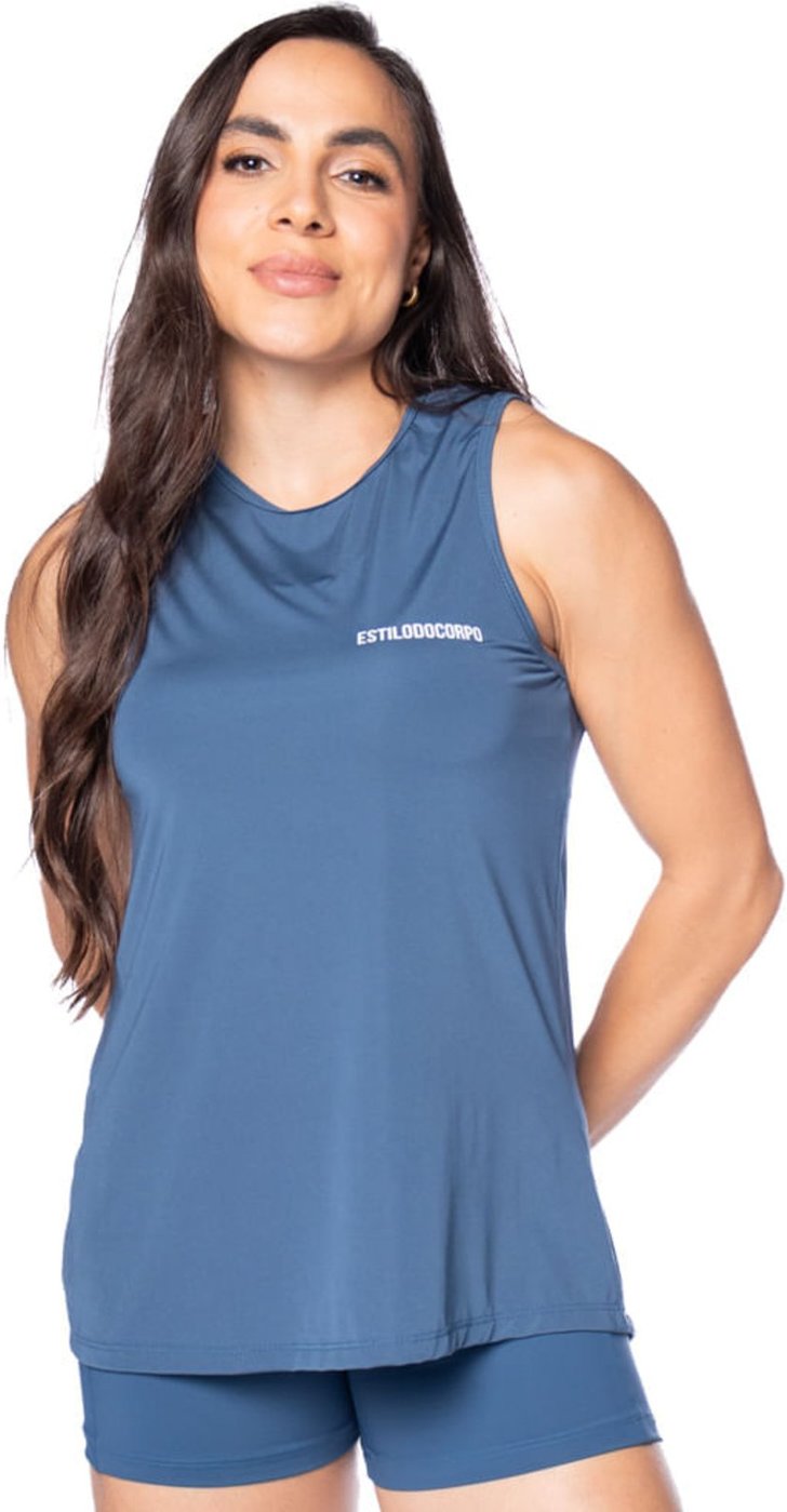 Imagem principal Regata Cropped Feminina Estilo do Corpo Dry azul Estilo Do Corpo azul