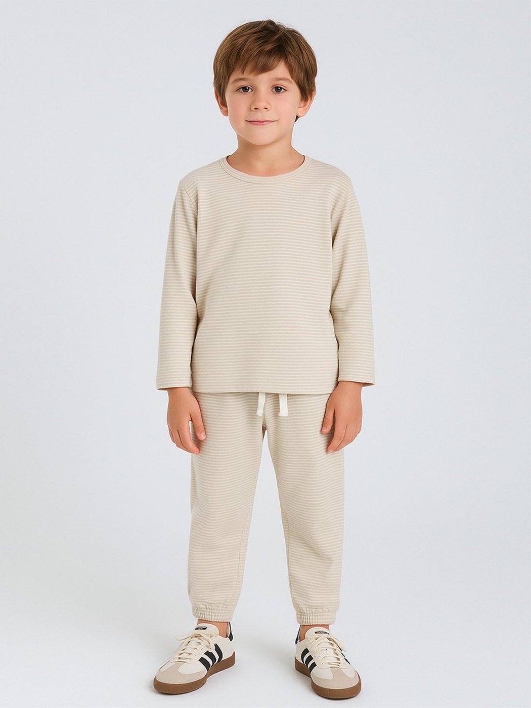 Imagem principal Infantil - Conjunto Bugbee Menino Camiseta Manga Longa e Calça Malha Suedine Areia bege Bugbee bege