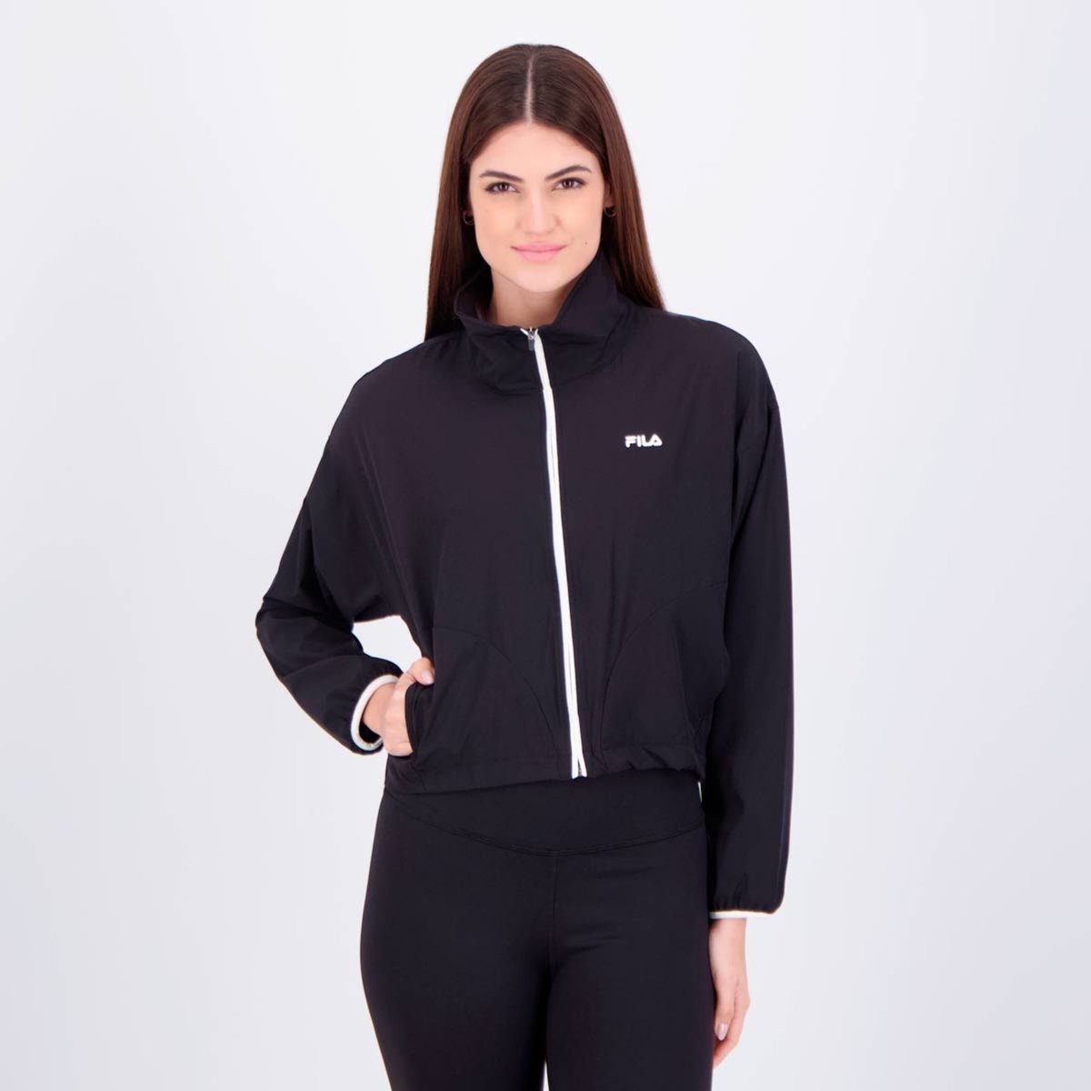 Jaqueta Fila Essential Floating II Feminina Preta e Branca