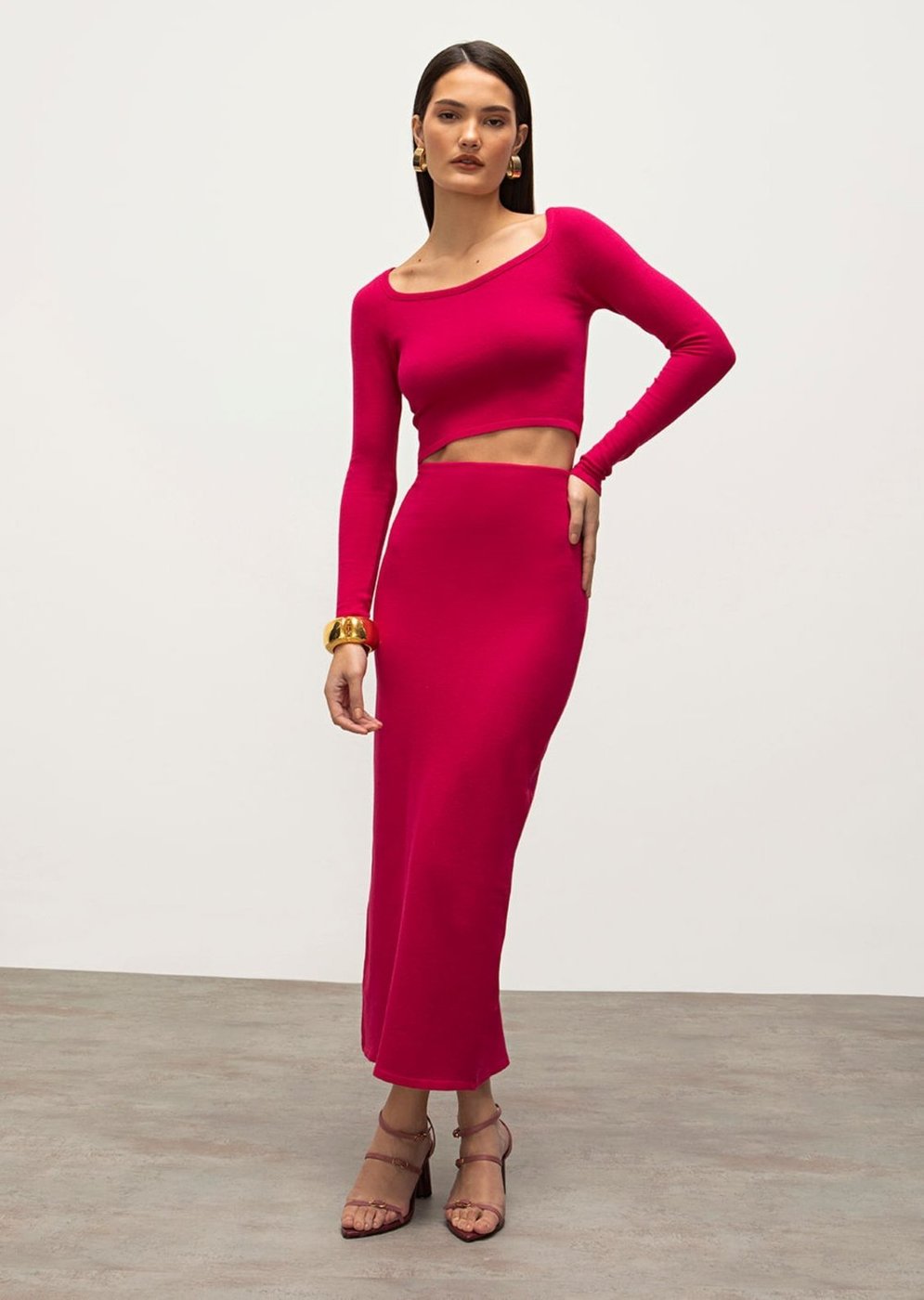 Saia Iódice Midi Reta Com Fenda