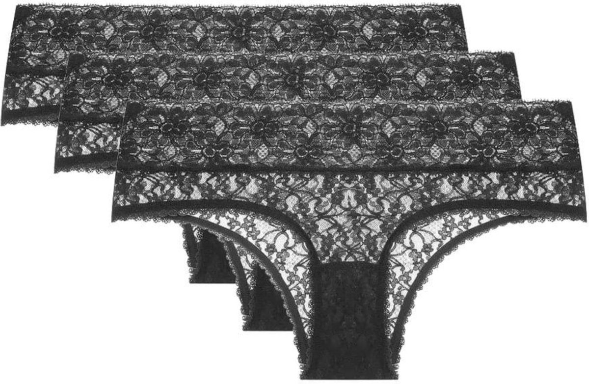 Imagem principal Kit 3 Calcinhas Caleçon Sweet Lace Preto Preto Loungerie incolor Loungerie incolor