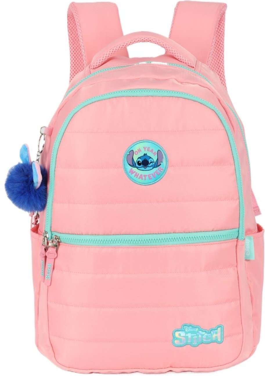 Infantil - Mochila de Costas Média Juvenil Náilon Matelassê Notebook Stitch Disney