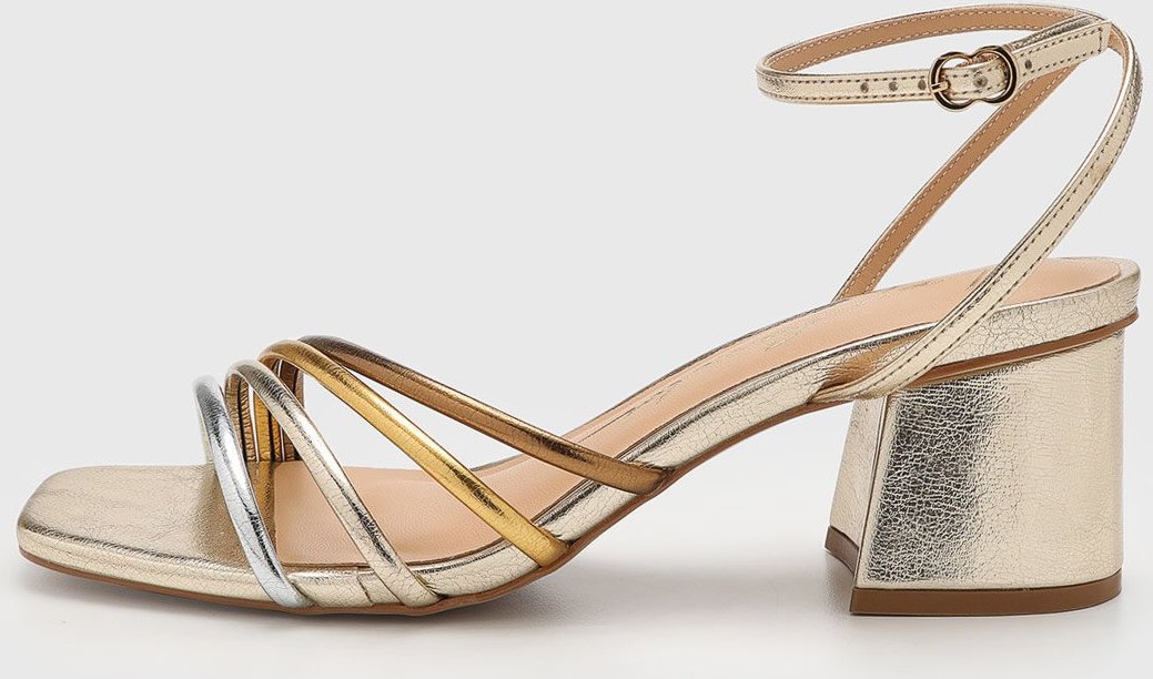 Imagem principal Sandália Feminina Luiza Barcelos Bloco Tiras Metalizadas Dourada dourado Luiza Barcelos dourado