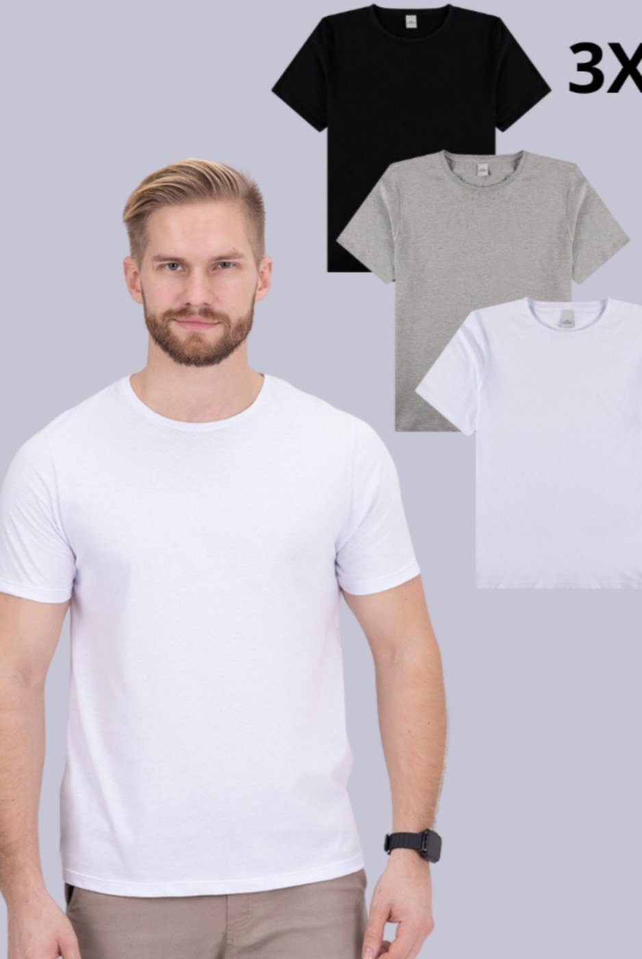 Imagem principal Kit 3 Camisas Básicas Adulto Sortido VIDA COSTEIRA multicolorido VIDA COSTEIRA multicolorido