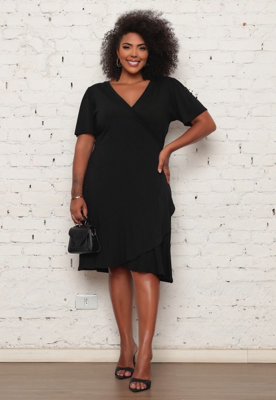 Vestido Feminino Mid Com Babado Plus Size Modelo Cachequer Premium Moda Verão