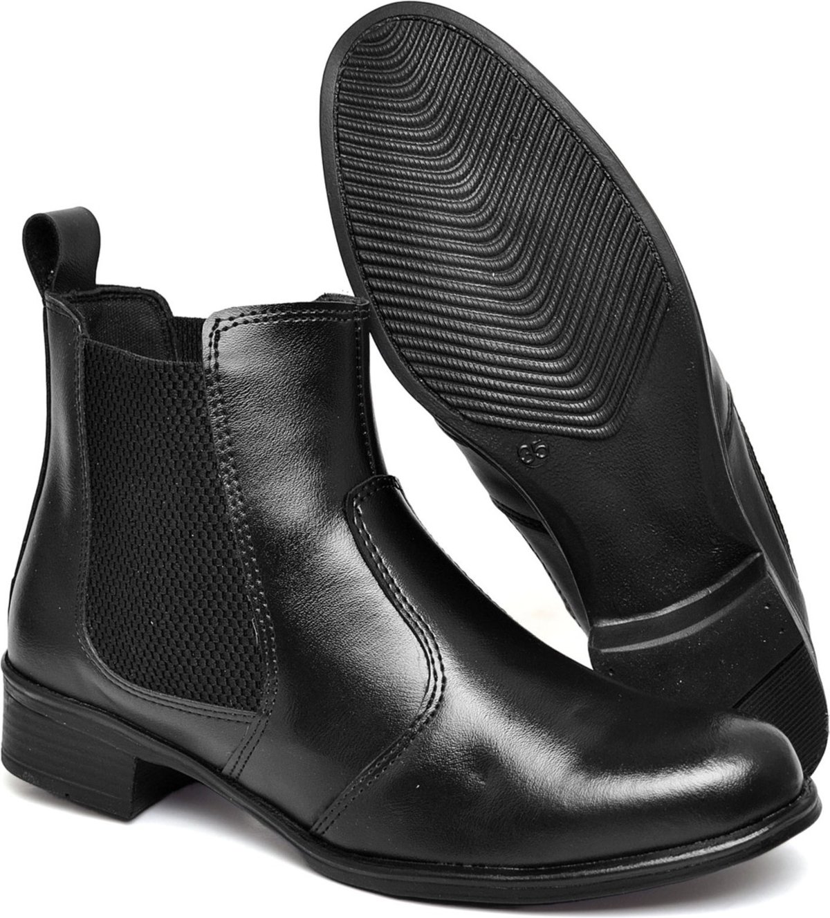 Bota Feminina Polo Blu Cano Médio Estilosa Confortável em Sintético Preta do 33 ao