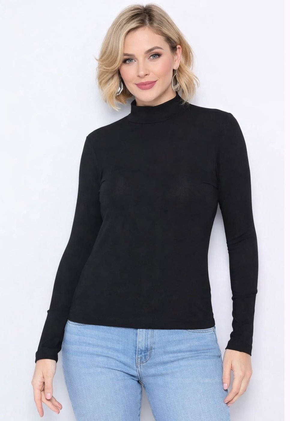 Blusa Maria Paes Manga Longa Gola Alta