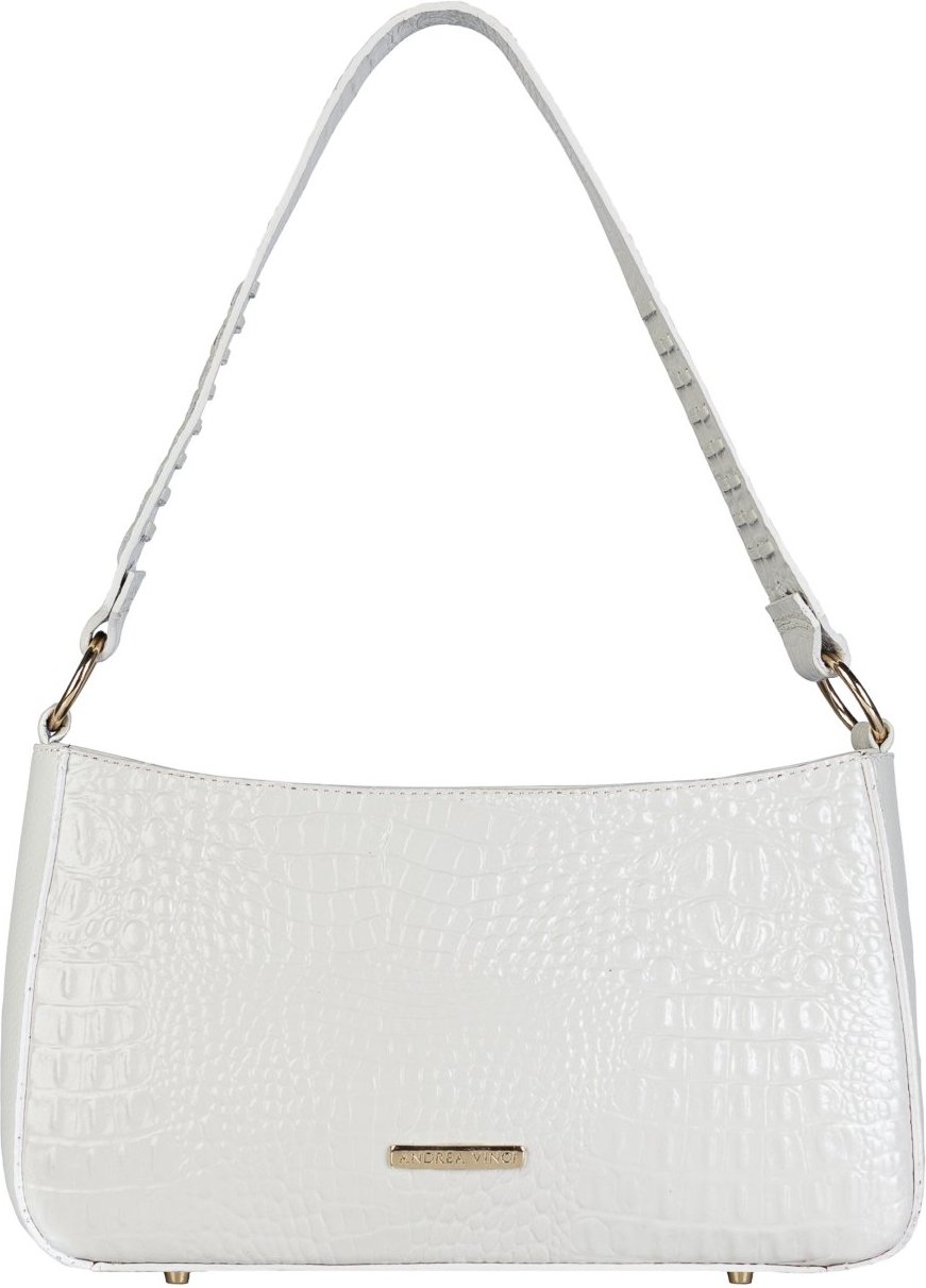 Bolsa de ombro em couro croco baguete Liah - Marfim