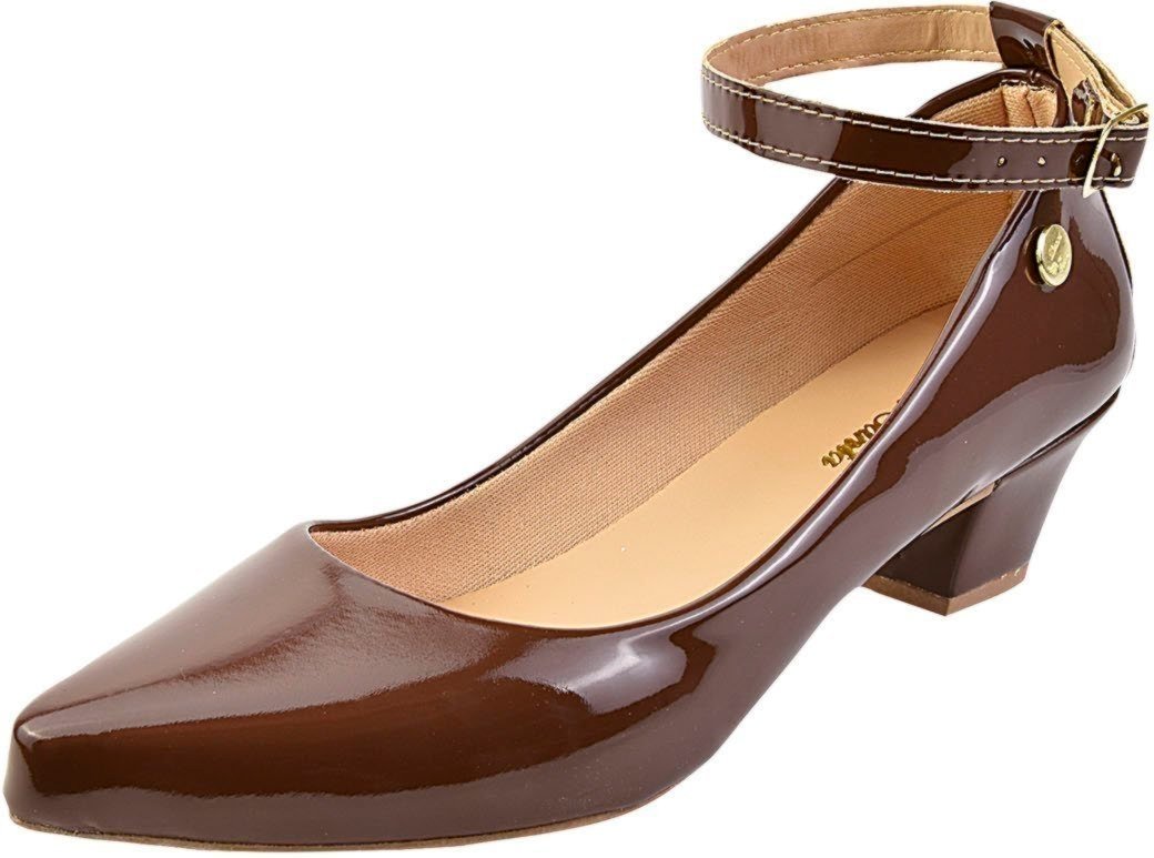 Imagem principal Salto Scarpin Tira Tornozelo Bico Fino Donna Santa Café marrom Donna Santa marrom