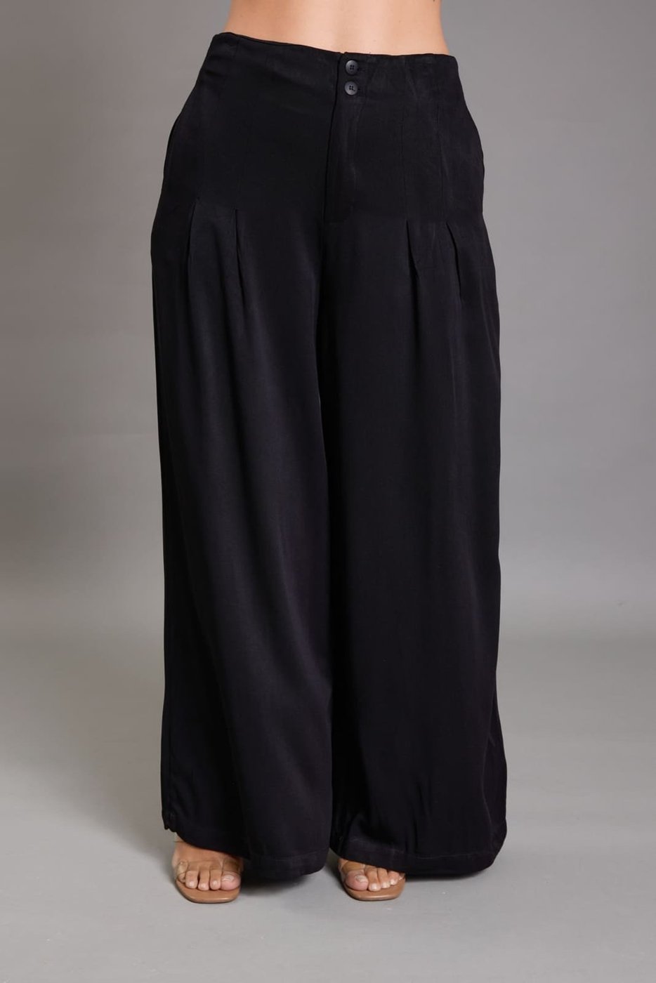 Calça Pantalona Preta Feminina em Viscose Lemier Collection