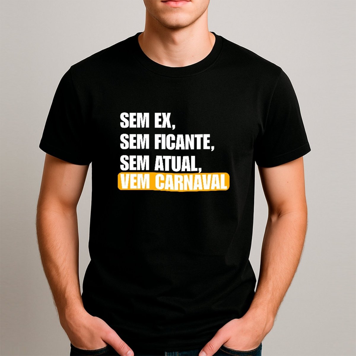 Imagem principal Camiseta Ousy Básica Vem Carnaval Humor De Solteiro Meme Unissex marrom ousy marrom