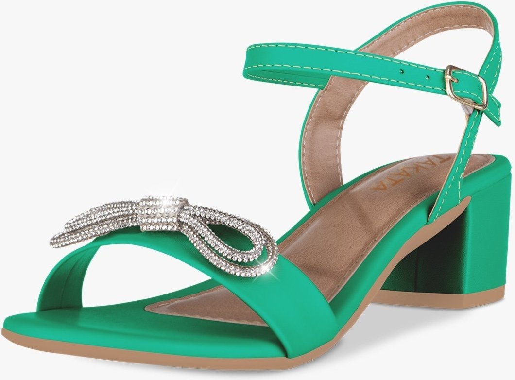 Sandália Feminina Salto Baixo Bloco Grosso Casual Confortável Laço Brilho Strass