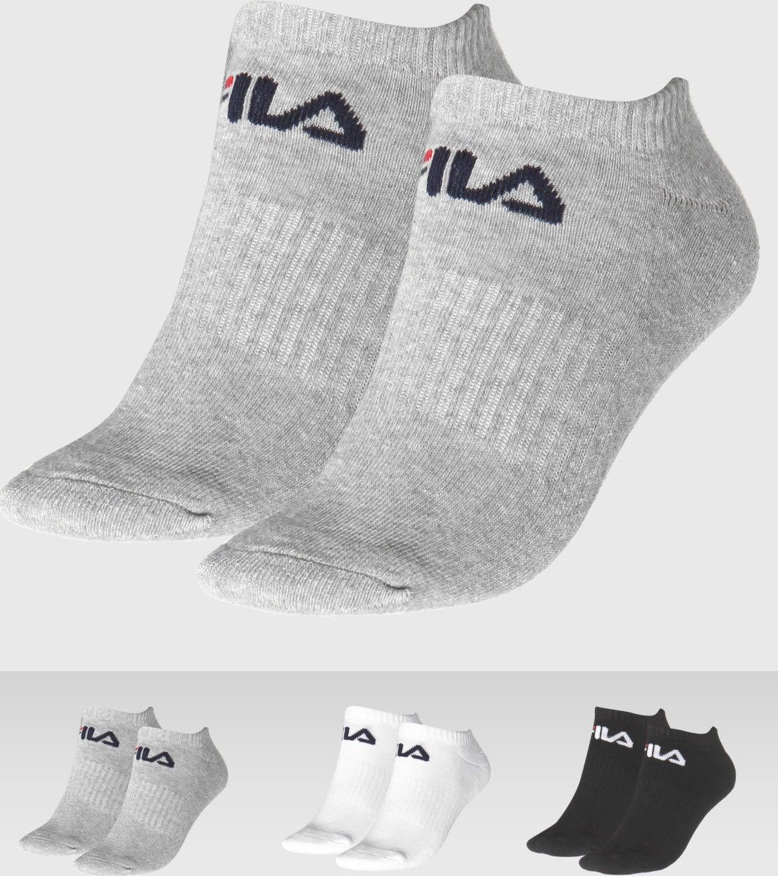 Kit 3pçs Meia Fila Cano Baixo Logo Preto