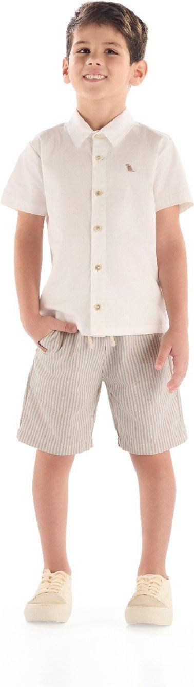 Imagem principal Infantil - Conjunto Camisa Tricoline Bermuda Quimby branco Quimby branco