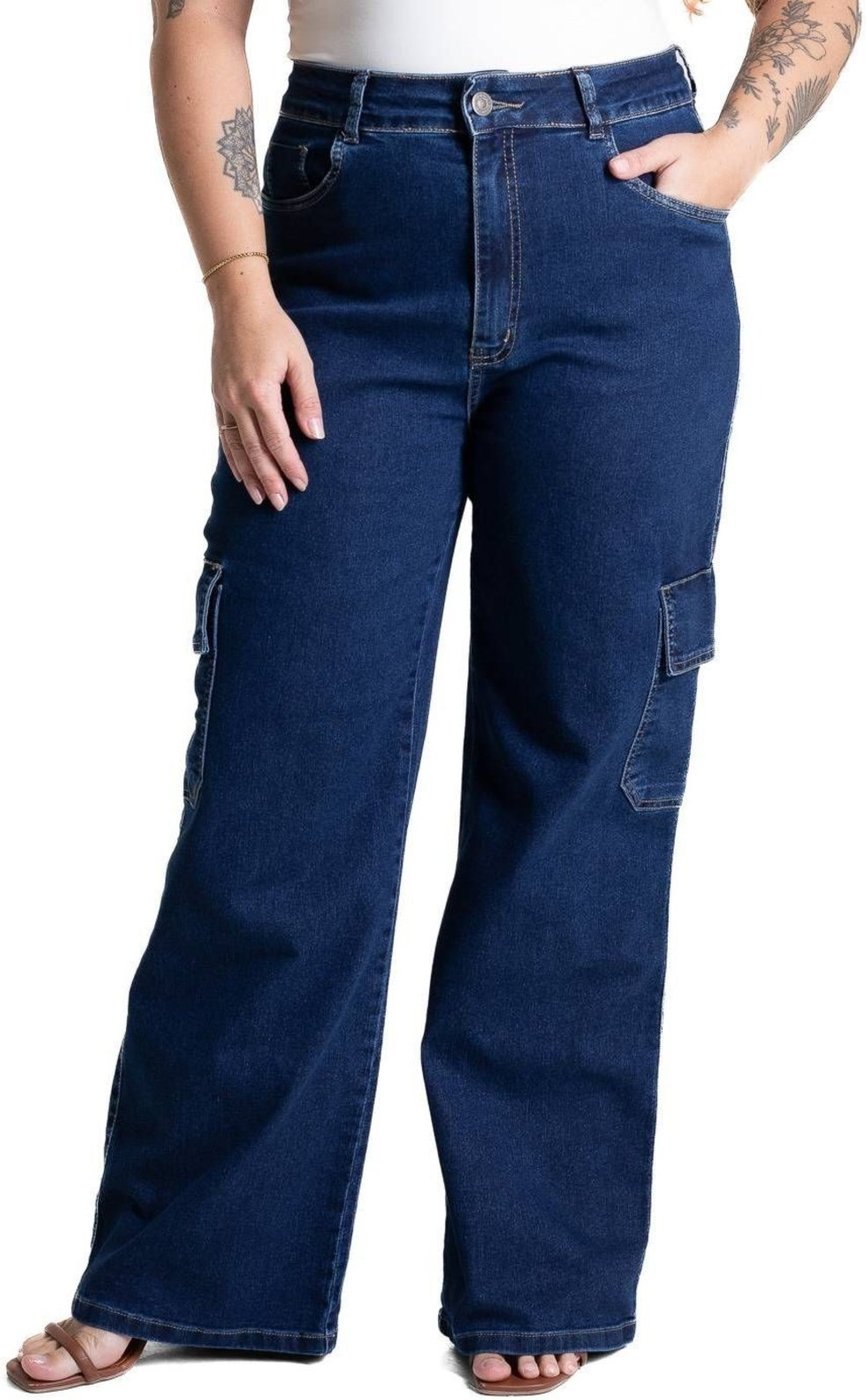 Calça Jeans Sawary Plus Size Wide Leg - 281075