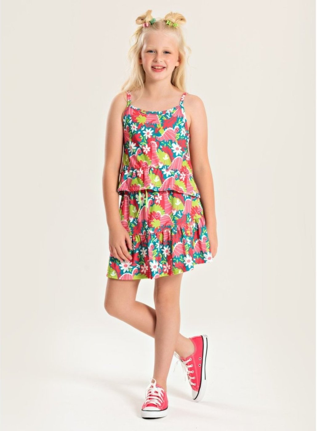 Imagem principal Infantil - Conjunto Molekada Verão Menina Cropped Alcinha e Saia com Babado Jardim dos Dinos verde Molekada verde