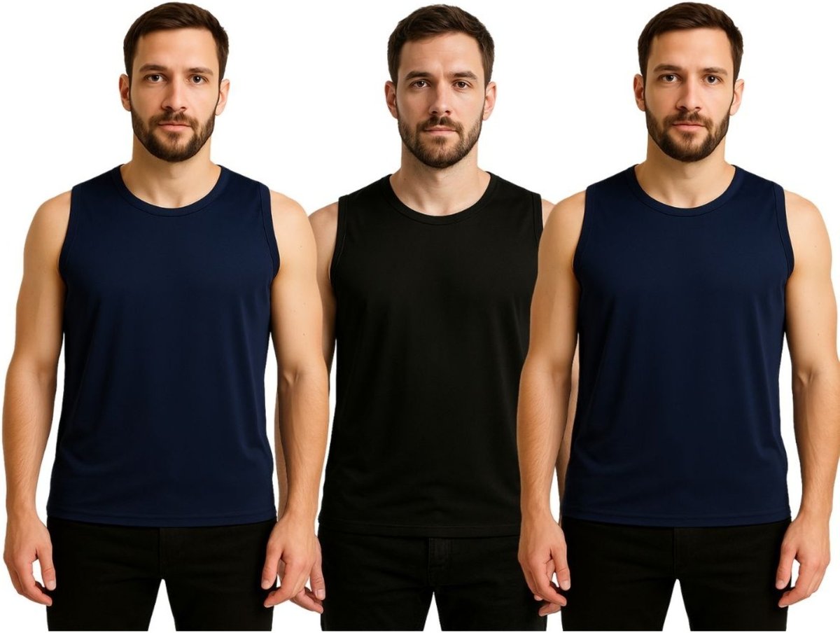 Imagem principal Kit 3 Camisetas Masculinas FMF Básicas Fitness Dry Fit Treino Academia Marinho azul marinho FMF azul marinho