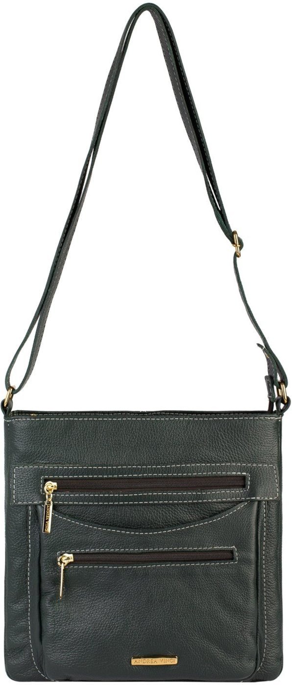 Bolsa tiracolo em couro liso Thais - Verde militar