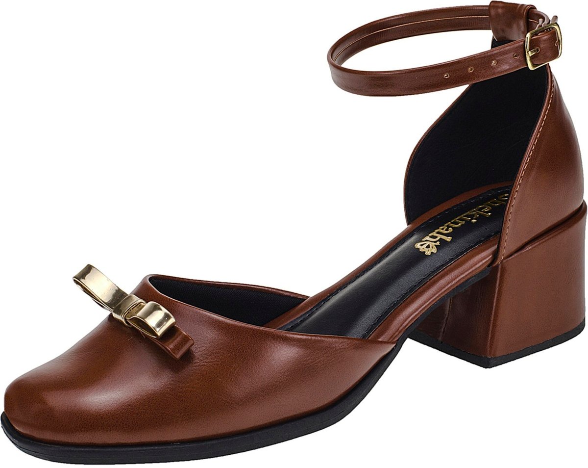 Scarpin Feminino Boneca Mary Jane Shekinah Moda Enfeite Laçinho Saia e Blusa Moda