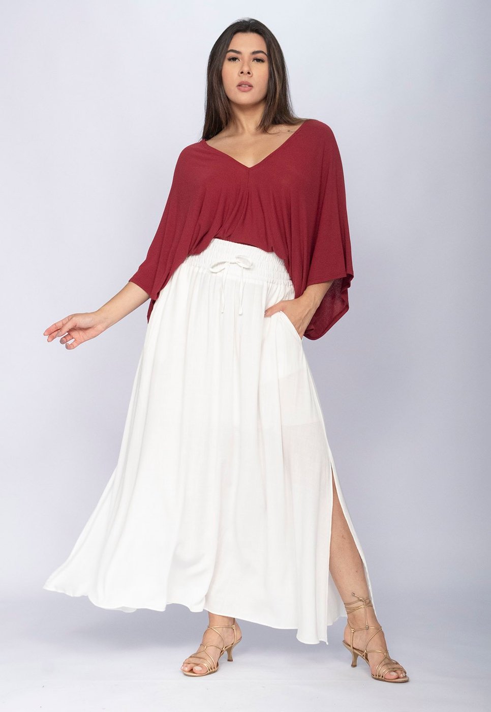 Saia Longa Amazonia Vital Viscose Branca