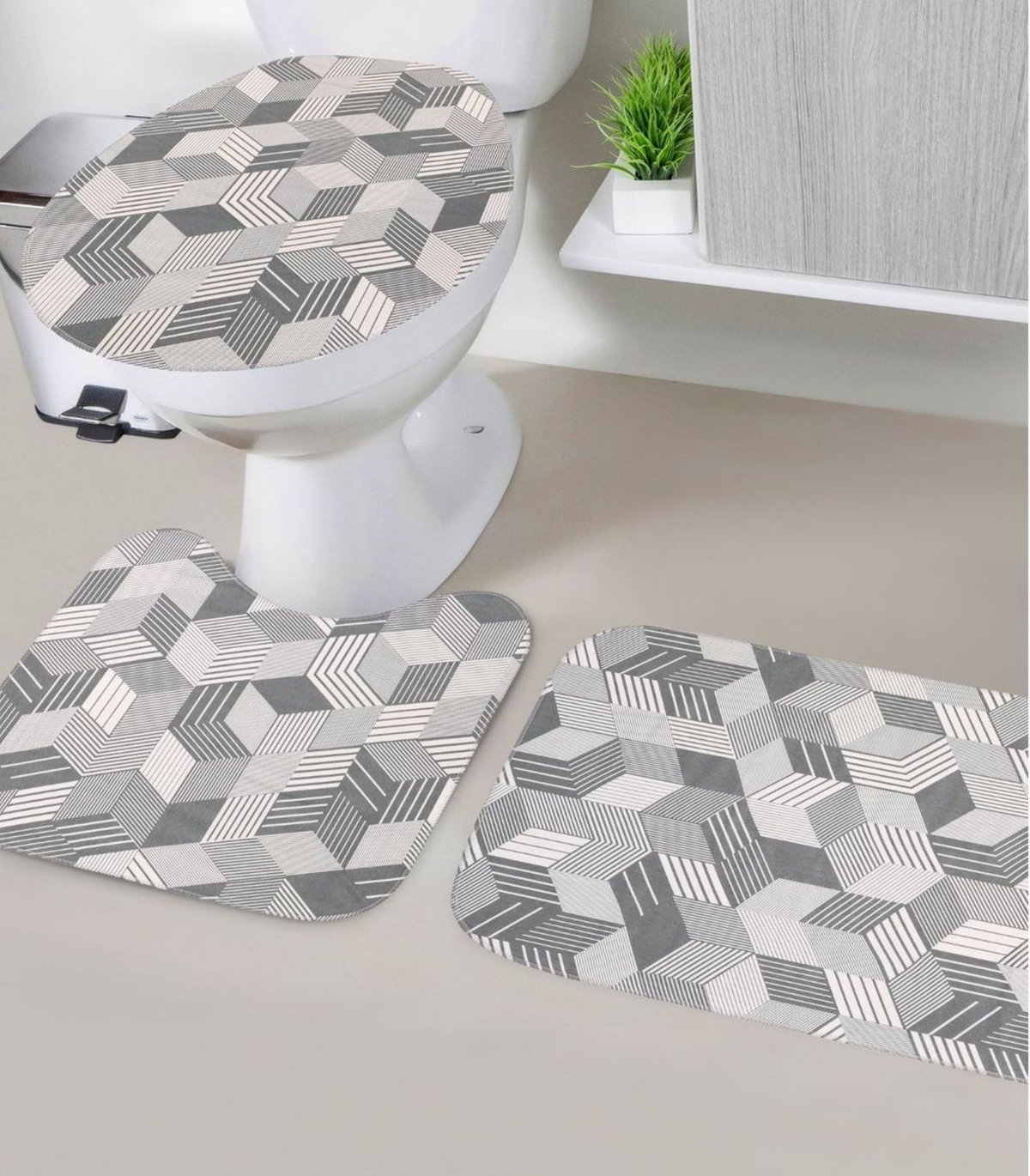 Imagem principal Jogo De Banheiro Estampado Tapetes Junior rosa Tapetes Júnior rosa