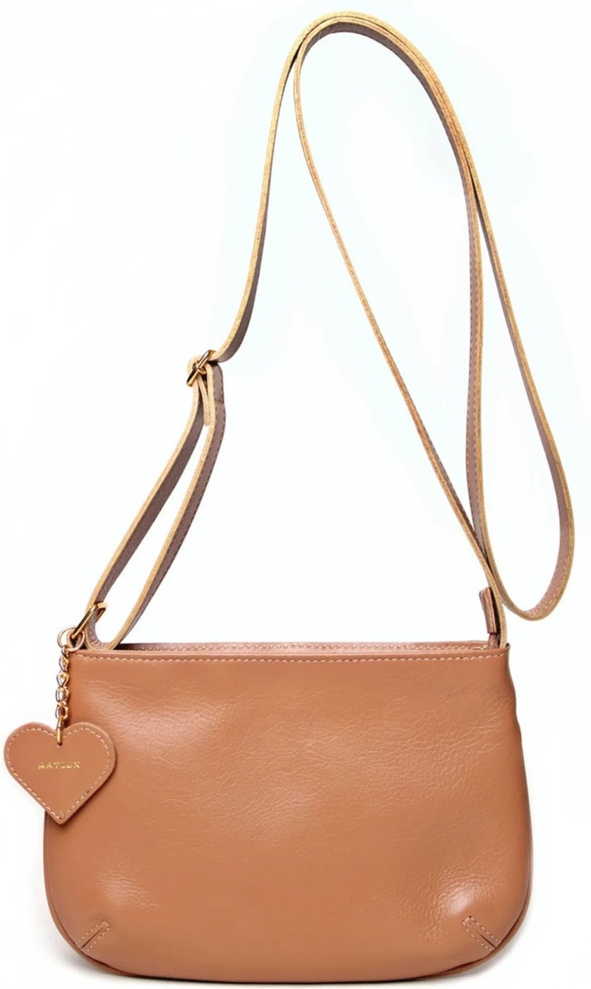 Bolsa Transversal em Couro Artlux Amêndoa 9063