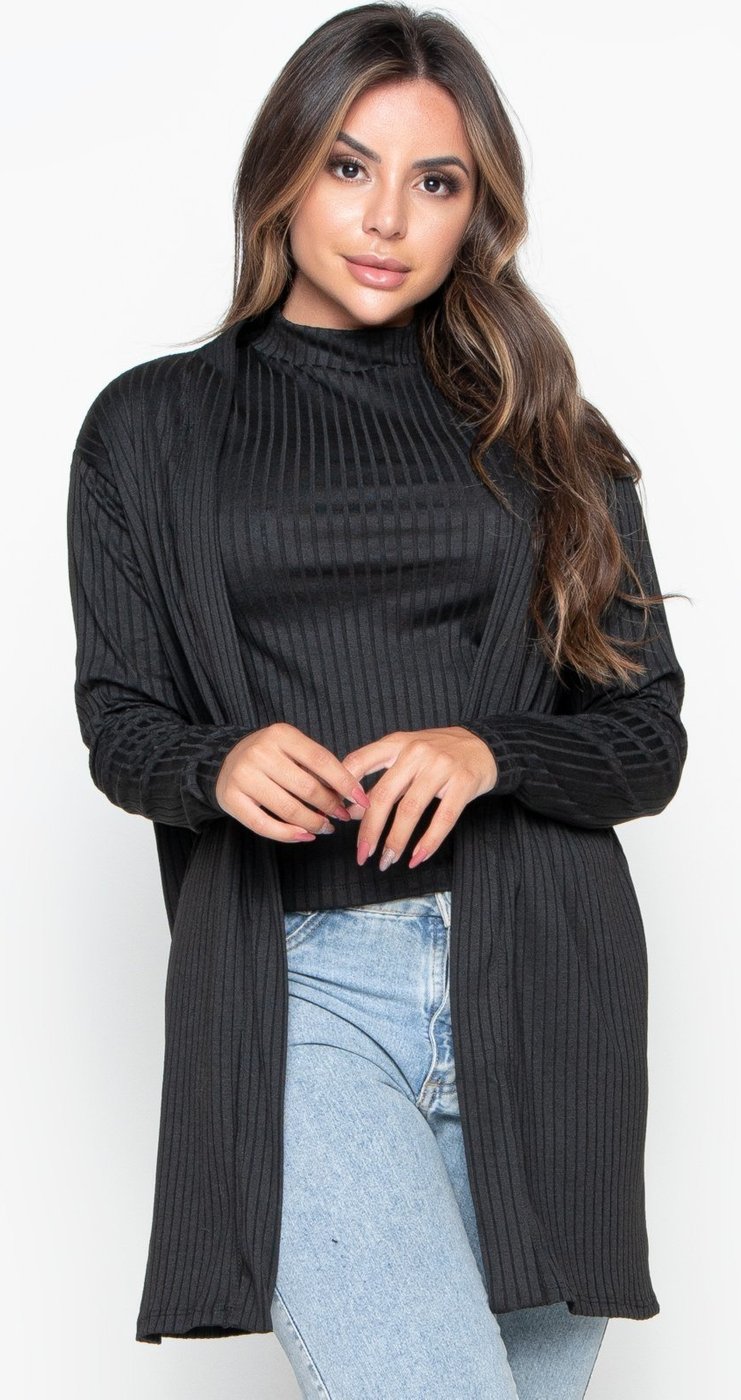 Cardigan Kimono Canelado Bravaa Store Cardigã Feminino Aberto Casaco Blazer 166