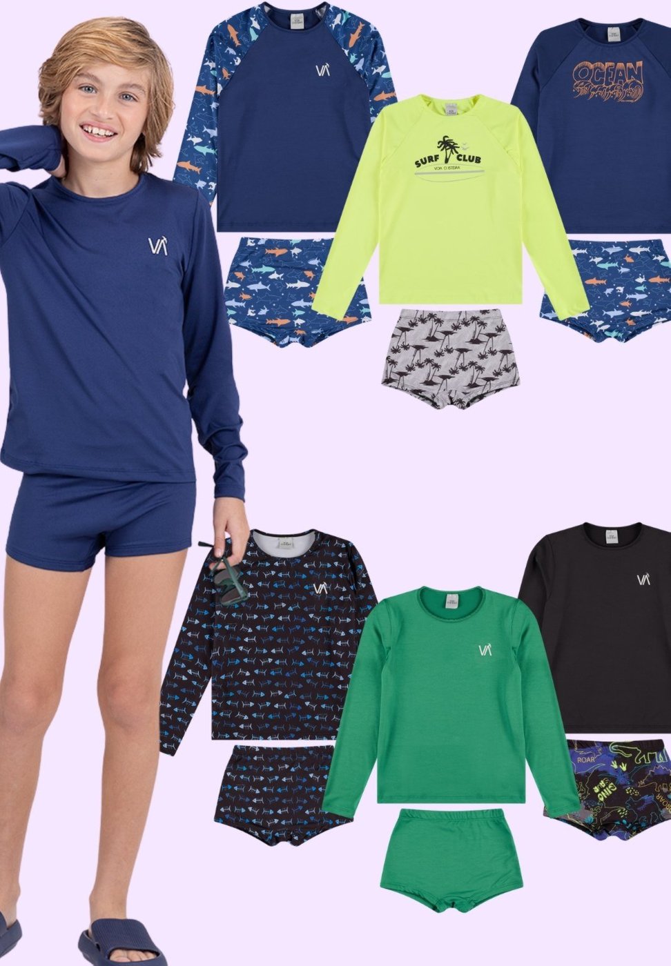 Imagem principal Kit Sortido 6 Peças de Roupas Infantis Menino Moda Praia Camisas + Sungas VIDA COSTEIRA multicolorido VIDA COSTEIRA multicolorido