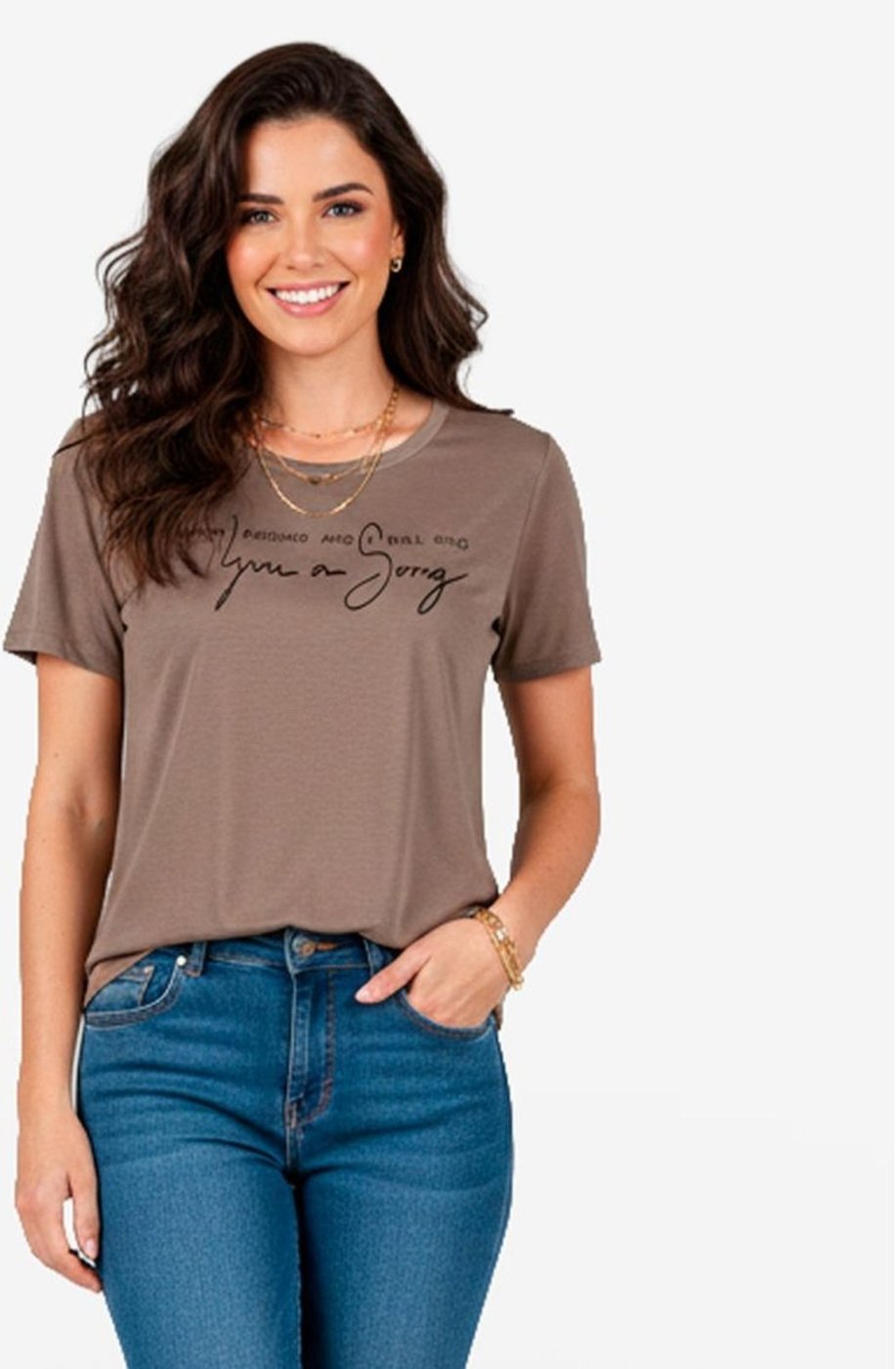 Imagem principal Blusa Feminina Em Viscotricot Infinita Cor Chocolate marrom INFINITA COR marrom