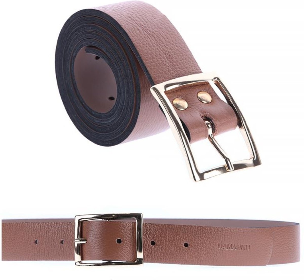 Nelly - Cinto Femino Couro Legítimo Fivela Dourada