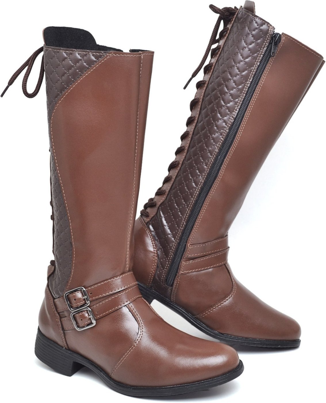 Imagem principal Bota Feminina Cano Longo Moderna Marrom em Sintético com Amarração Polo Blu do 33 ao marrom blu Polo Blu marrom blu