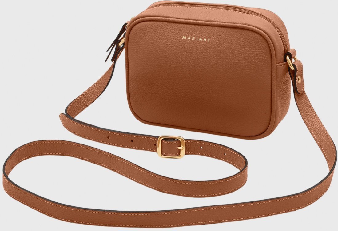 Bolsa Transversal Couro Mariart Mini Jeri Camel