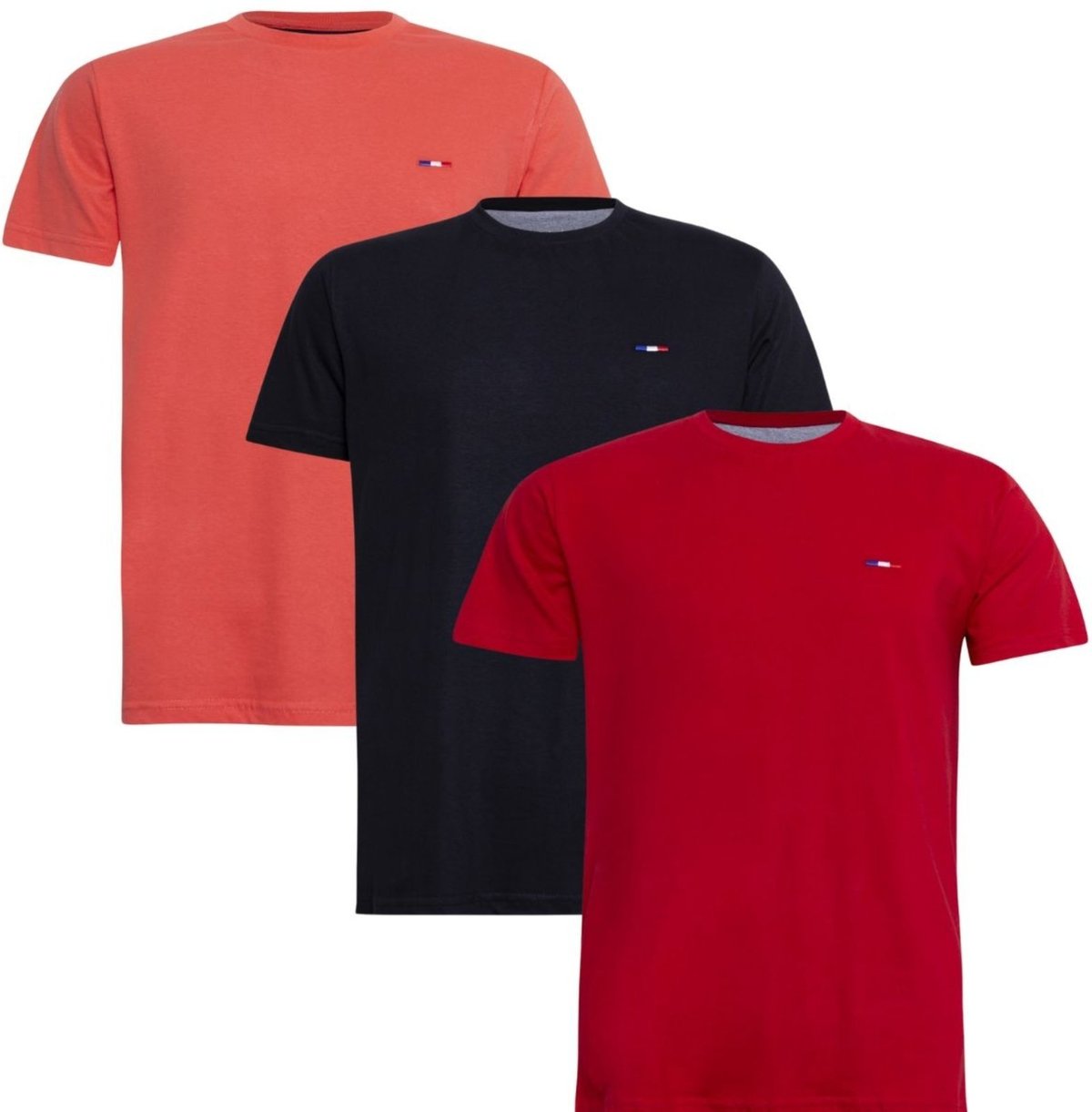 Imagem principal Kit 3 Peças Camisetas FMF Básicas Masculina em Algodão Premium no Estilo Tommy Bordado França cinza FMF cinza