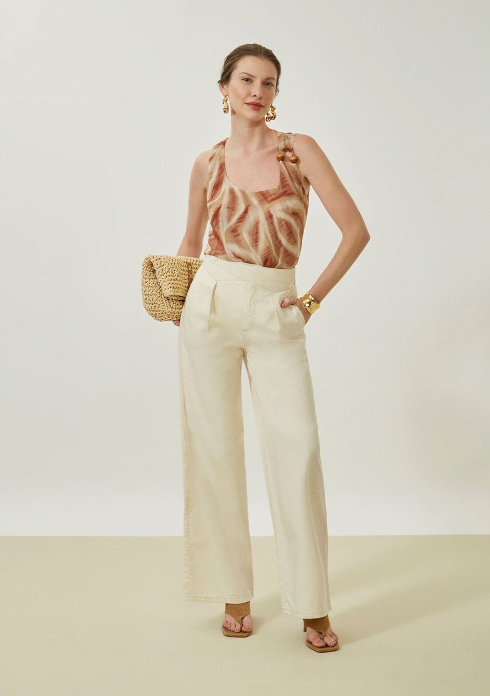 Imagem principal Calça Maria Valentina Pantalona Alta Off-white off-white white Maria Valentina off-white white