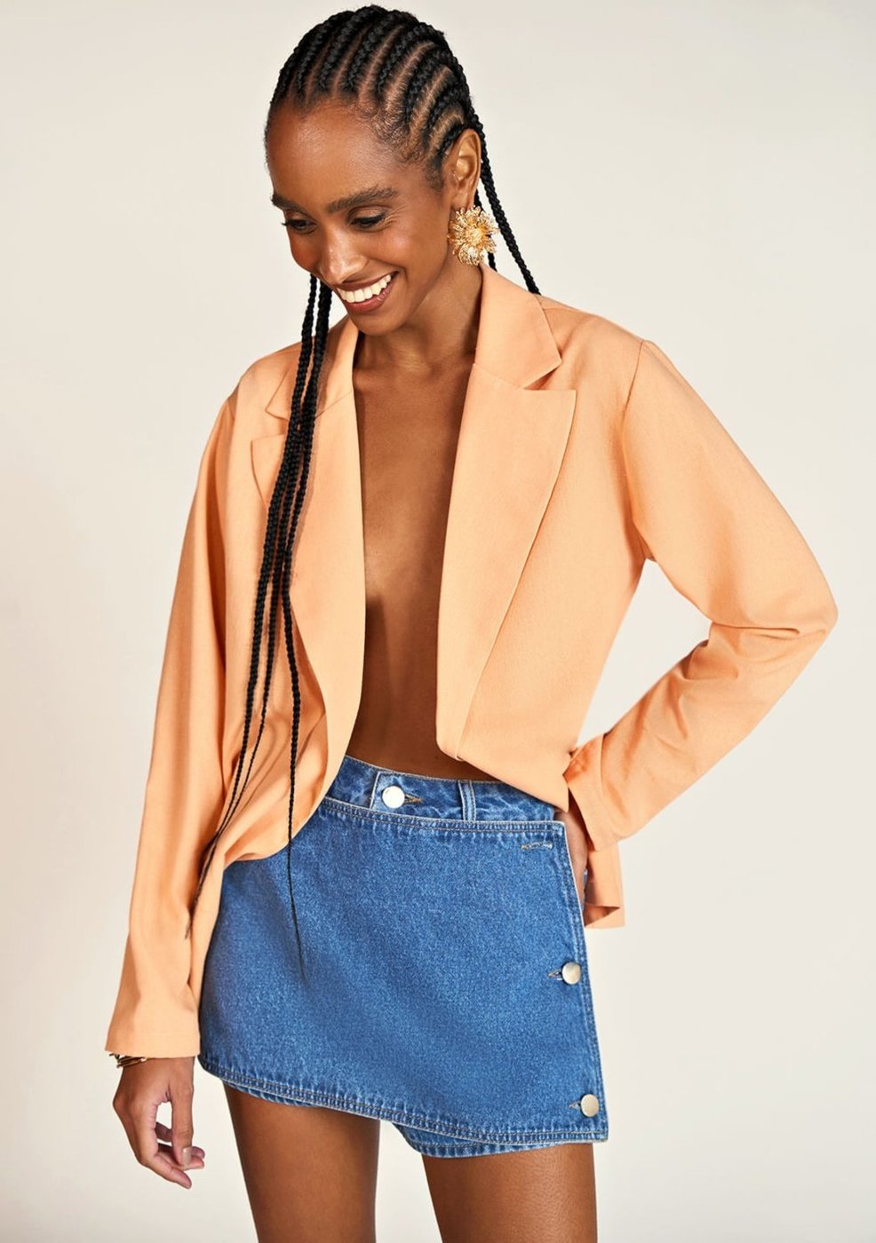 Blazer Zinco Alongado Com Faixa