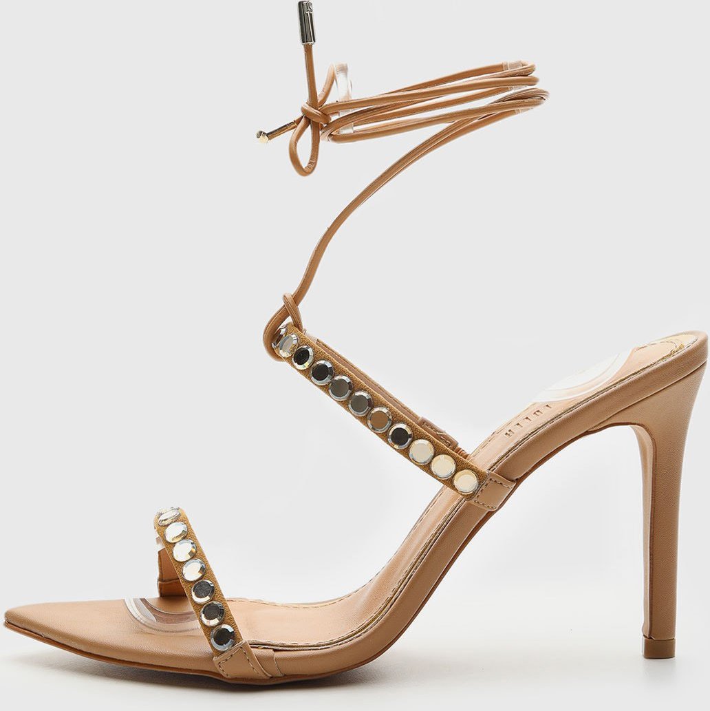 Imagem principal Sandália Feminina Santa Lolla Salto Alto Tiras Tachas nude Santa Lolla nude