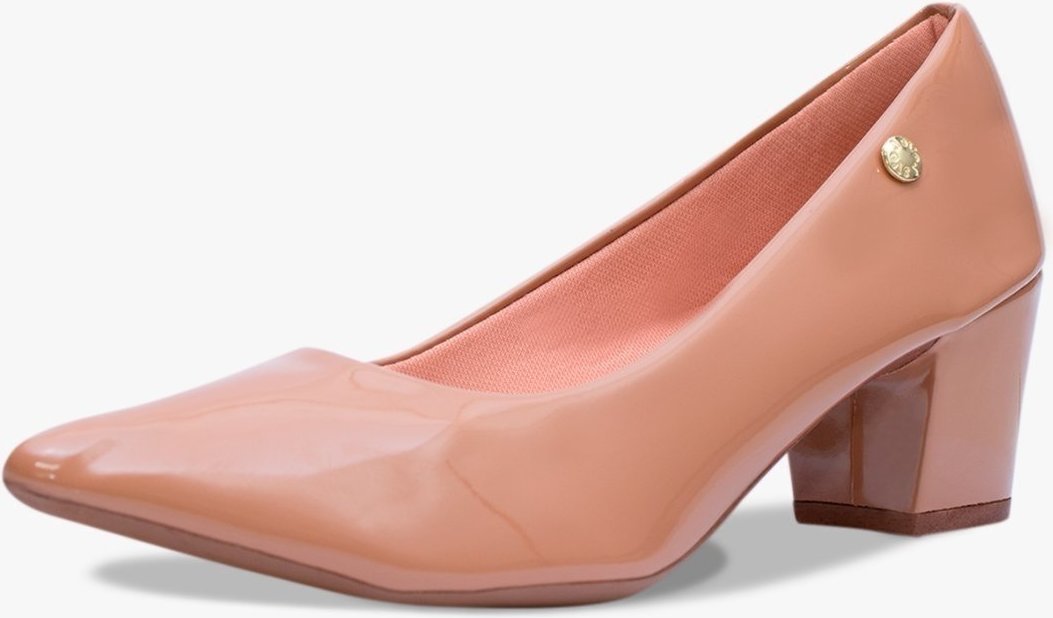 Scarpin Feminino Takata Salto Baixo Bloco Bico Fino Verniz