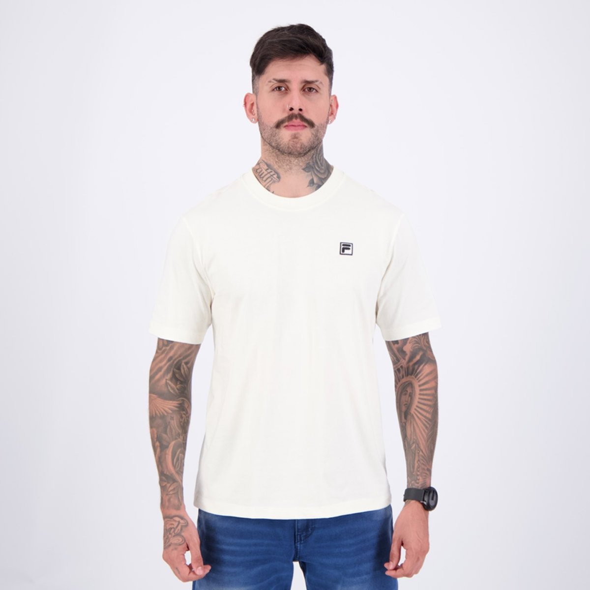 Imagem principal Camiseta Fila Comfort Biella Union Classics Off White e Preta branco white Fila branco white