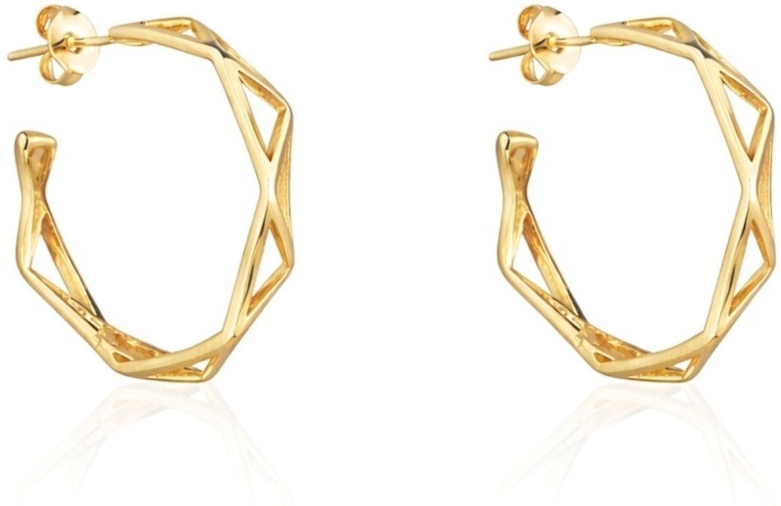 Brinco Argola Quadriculada Banhado a Ouro 18k