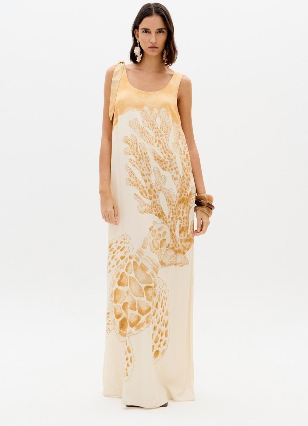 Vestido Longo Estampado Com Amarração