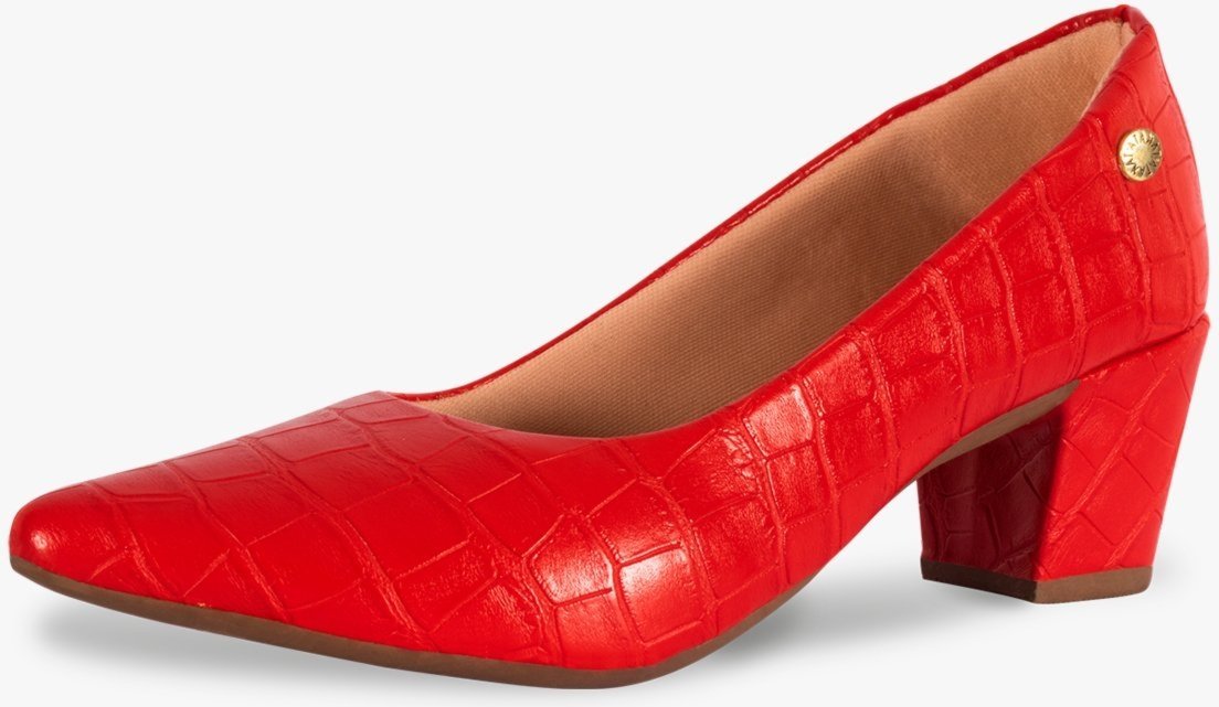 Scarpin Feminino Takata Salto Baixo Bloco Grosso Sapato Social Croco